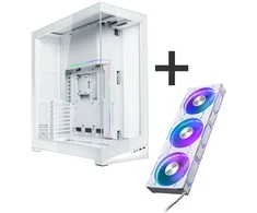 PHANTEKS NV7 - baltas + D30 PWM Reverse Airflow D-RGB fan, 3-pack - 120mm