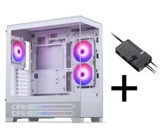 „Phanteks XT View Matrix“ korpusų rinkinys, „Midi-Tower“, E-ATX, grūdintas stiklas + „Nxlinq V2“ šakotuvas – baltas