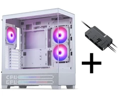 Phanteks XT View Matrix Case Bundle, Mid-Tower, E-ATX, Tempered Glass + Nxlinq V2 HUB - Baltas