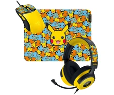 Razer Gaming Bundle - Kraken Kitty VX4 Ausinės, Gigantus V2 Mousepad &amp; Cobra Pelė žaidimams - Pokémon Kanto Starters Edition