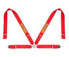 Sabelt Sim Seatbelts, 4-point harness, adjustable, compatible with P, S, and X series - red (00318-01-03-Raudonas)