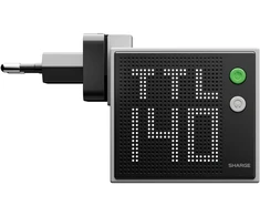 Įkroviklis PowerNeed SHARGE Pixel 140 GaN Charger, 140W, 3x USB-C, Dot Matrix Ekranas - pilkas (CDT-SG-140-EUR-DZP-HUI)