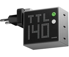 Įkroviklis PowerNeed SHARGE Pixel 140 GaN Charger, 140W, 3x USB-C, Dot Matrix Ekranas - pilkas (CDT-SG-140-EUR-DZP-HUI)