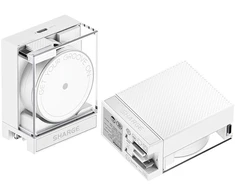 PowerNeed įkroviklis SHARGE Retractable 65 GaN Charger, 65W, 2x USB-C, integruotas USB-C kabelis – baltas (CDT-SG-65-EUR-CP-BAI)