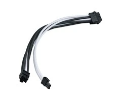 SilverStone PP07E-PCIBW 8-Pin-PCIe to 6+2-Pin-PCIe Extension, 250mm - juodos spalvos/baltos spalvos