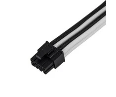 SilverStone PP07E-PCIBW 8-Pin-PCIe to 6+2-Pin-PCIe Extension, 250mm - juodos spalvos/baltos spalvos