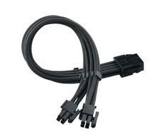 SilverStone EPS 8-Pin to EPS/ATX 4+4-Pin Cable, 300mm - juodos spalvos