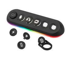 „Streamplify HUB DECK 5“, 4x USB 3.0, 1x USB 2.0, RGB, 12V, ES maitinimo laidas – juodos spalvos