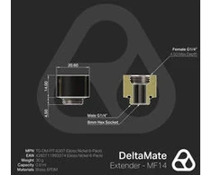 Thermal Grizzly DeltaMate Extender Fitting – MF14, Gloss nickel, 6er-Pack