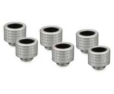Thermal Grizzly DeltaMate Fitting, Brass, G1/4” Thread – Nickel, HT14, Pack of 6