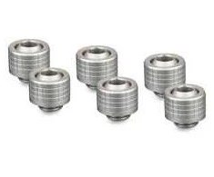 Thermal Grizzly DeltaMate Compression Fitting, Brass, G1/4” Thread – Nickel, ST13, Pack of 6