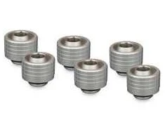 Thermal Grizzly DeltaMate Compression Fitting, Brass, G1/4″ Thread – Nickel, ST16, Pack of 6
