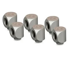 Thermal Grizzly DeltaMate Rotary Fitting – 90°, Matte Nickel, Pack of 6