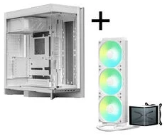 TRYX LUCA L70 Midi-Tower - baltas + PANORAMA SE ARGB 360 Komplett-Wasserkühlung, 3D-AMOLED, 360mm - baltas