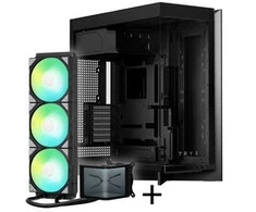 TRYX LUCA L70 Midi-Tower - juodas + PANORAMA SE ARGB 360 Komplett-Wasserkühlung, 3D-AMOLED, 360mm - juodas