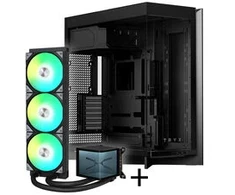 TRYX LUCA L70 Midi-Tower - juodas + PANORAMA 360 ARGB AiO Wasserkühlung, 3D-AMOLED-Ekranas, 360mm - juodas