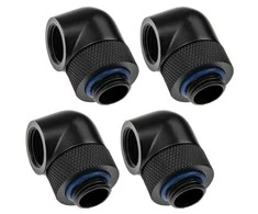 XSPC Adapteris 90 Degree G1/4 inch Male to G1/4 inch Female – Rotatable, Juodas, 4-Pack