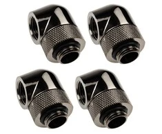 XSPC Adapteris 90 Degree G1/4 Inch Male to G1/4 Inch Female – Rotatable, Juodas Chrome, Pack of 4