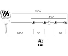 0,12W LED girlianda su saulės baterija SOLAR, juoda, RGB, IP44