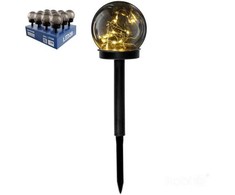 0,12W LED įsmeigiamas šviestuvas su saulės baterija GLOBE, juodos sp./tamsus gaubtas, 3000K, IP44