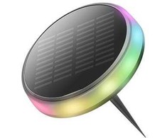 0,6W LED įsmeigiamas lauko šviestuvas su saulės baterija, juodas, RGB
