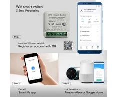 1 kanalo mini Wi-Fi jungiklis, suderinamas su AMAZON ALEXA bei GOOGLE HOME