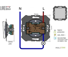 Liregus 1 klavišo jungiklis EPSILON, be rėmelio, sraigtiniai pajungimo kontaktai, smėlio sp.