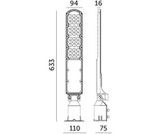 100W LED gatvės šviestuvas CYOTO, juodas, 4000K, su šviesos jutikliu