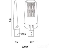 100W LED gatvės šviestuvas ULTIMATE STREET, pilkas, 4000K, IP66, dimeriuojamas