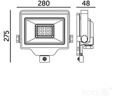 100W LED prožektorius su judesio davikliu DELYO MHNC, juodas, 6000K, IP54