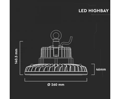 Samsung 100W LED sandėlio šviestuvas V-TAC, 5000K, IP65, dimeriuojamas, juodas