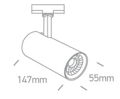 Bikuva.lt 10W LED šviestuvas į bėgelius, juodas, 3000K, 65642AT/B/W