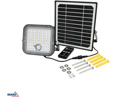 Bemko 10W LED įkraunamas prožektorius su saulės baterija ir judesio davikliu, juodas, 4000K, IP65