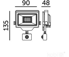 10W LED prožektorius su judesio davikliu DELYO MHNC, juodas, 6000K, IP54