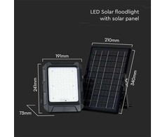 V-tac 10W LED prožektorius su saulės baterija, juodas, 4000K