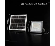 10W LED prožektorius su saulės baterija ir judesio davikliu, pilkas, 6000K