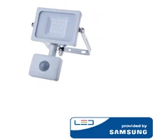 10W LED prožektorius V-TAC, 6000K (šaltai balta), su judesio davikliu, baltu korpusu, SAMSUNG LED chip