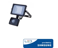 10W LED prožektorius V-TAC, 6400K (šaltai balta), su judesio davikliu, juodu korpusu, SAMSUNG LED chip