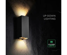 Sieninis šviestuvas 10W LED sieninis fasado šviestuvas, juodas, 2700/3200/4000K, IP65, šviečia į viršų ir į apačią