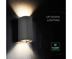 Sieninis šviestuvas 10W LED sieninis fasado šviestuvas, juodas, 2700/3200/4000K, IP65, šviečia į viršų ir į apačią