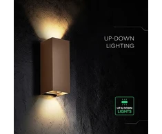 Sieninis šviestuvas 10W LED sieninis fasado šviestuvas, rūdžių sp., 2700/3200/4000K, IP65, šviečia į viršų ir į apačią