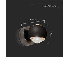 V-tac 10W LED sieninis šviestuvas, juodas, 3000K, šviečia į viršų ir į apačią