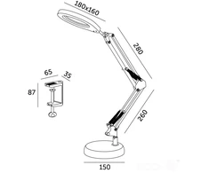10W LED stalo šviestuvas AURIQ LOUPE, baltas, 3000/4000/6500K, dimeriuojamas