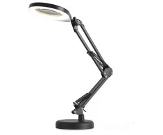 Bikuva.lt 10W LED stalo šviestuvas AURIQ LOUPE, juodas, 3000/4000/6500K, dimeriuojamas