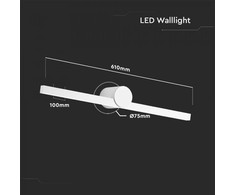 Sieninis šviestuvas V-tac 10W LED veidrodžio šviestuvas, baltas, 3000K, IP65