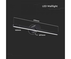 Sieninis šviestuvas 10W LED veidrodžio šviestuvas, juodas, 4000K, IP65