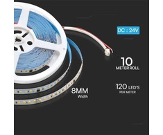 V-tac 10W/m LED juosta, 120LED/m, 24V, 3000K, 10m ritė, su "bėgančios" šviesos efektu. Reikalingas valdiklis LED100655