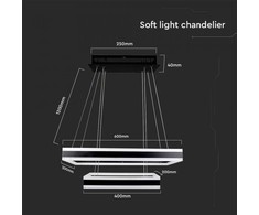 V-tac 113W LED pakabinamas šviestuvas, juodas, 3000K, dimeriuojamas