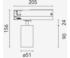 11,5W LED akcentinis šviestuvas LIGHT SHADOW į 3 fazių bėgelius, šlifuoto plieno sp., 3000K, DALI2