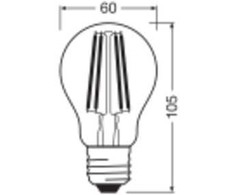 Ledvance 11W LED lemputė CLASSIC A, E27, skaidri, 2700K